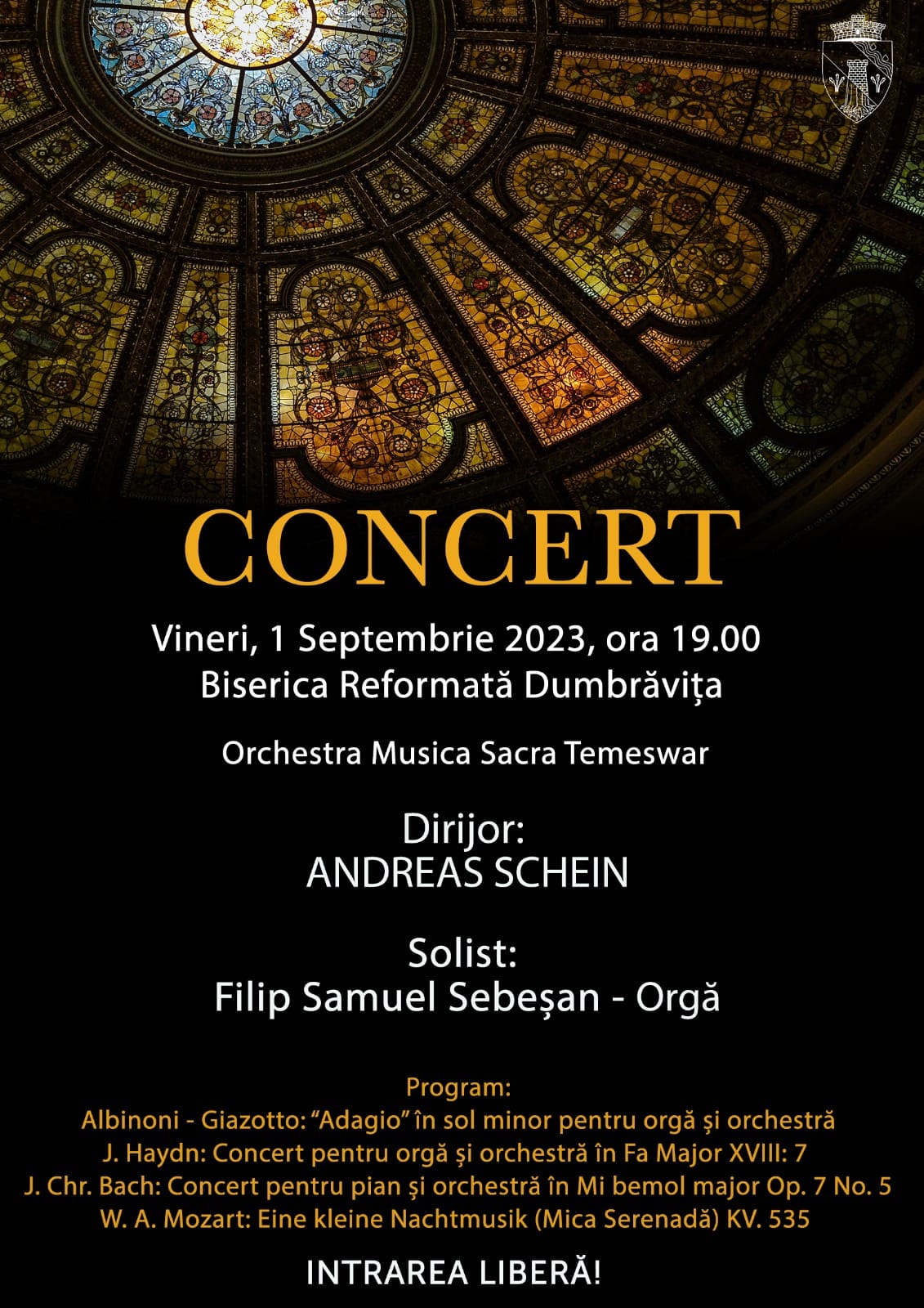 Concert instrumental, 1 septembrie de la ora 19:00 la Biserica Reformată Dumbrăvița
